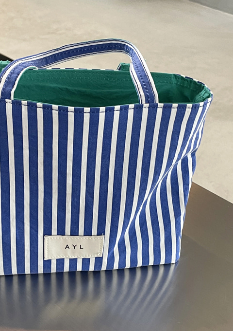 Mini Tote Bag - Stripe BLUE_TEAL GREEN