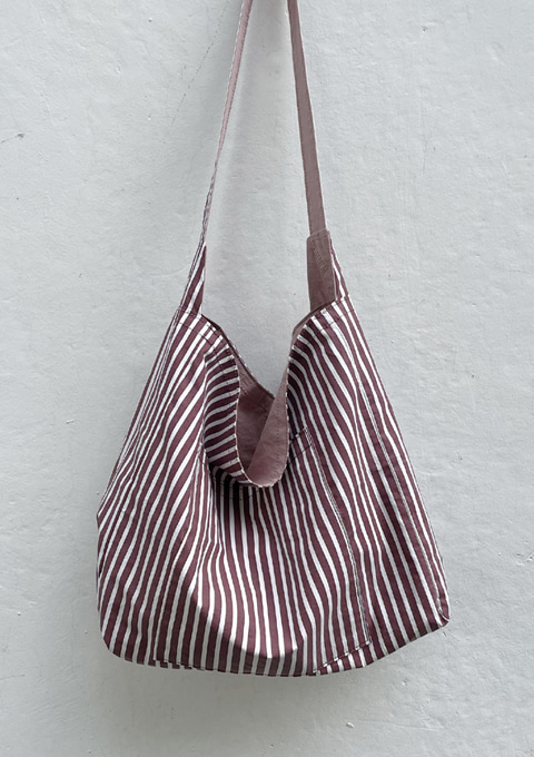 Reversible Bag - Stripe WINE_ASH PINK